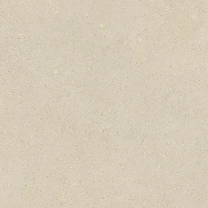 Feinsteinzeug in matter beiger Betonoptik 60x60 - Italienische Fliesen -  - Hellbeige gesprenkelte Terrazzoplatte für Boden- oder Wandverkleidung.