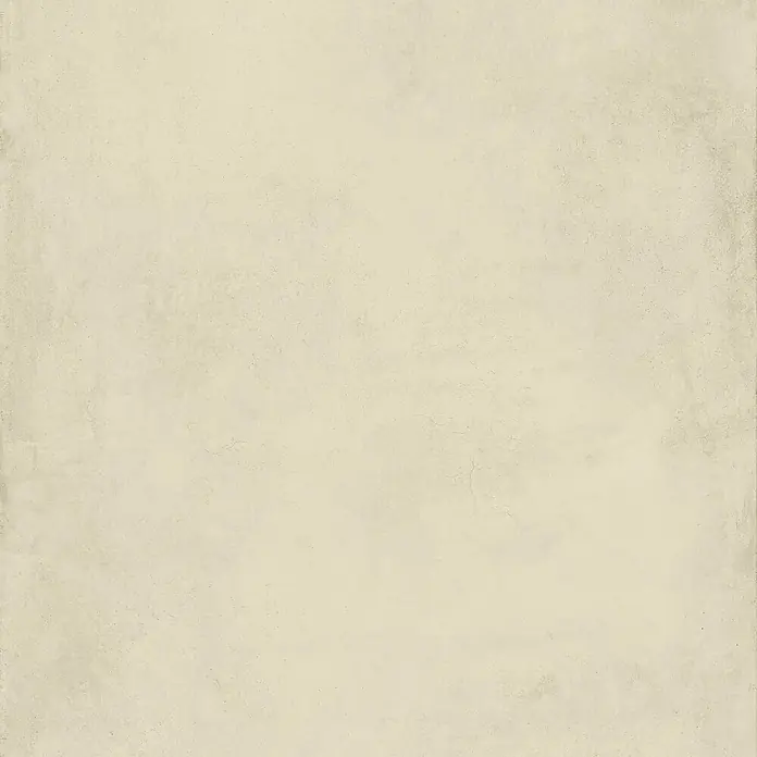 Feinsteinzeug in gewachster elfenbeinfarbener Betonoptik 120x120 -  - Hellbeige strukturierte Fliese mit matter Oberfläche und feinen Haarrissen.