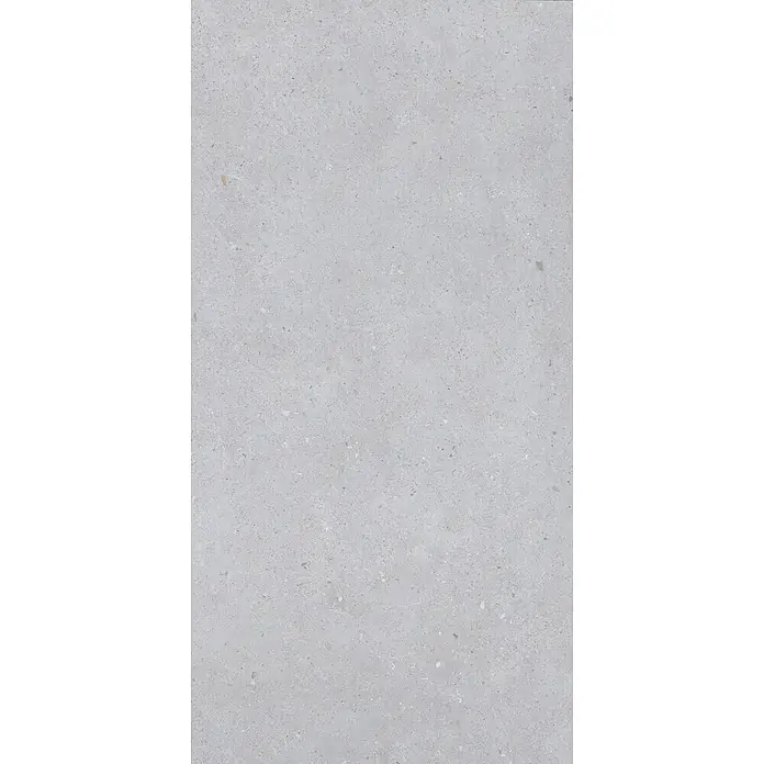 Feinsteinzeug in matter hellgrauer Betonoptik 60x120 - Italienische Fliesen -  - Helle graue, gesprenkelte Oberflächentextur.