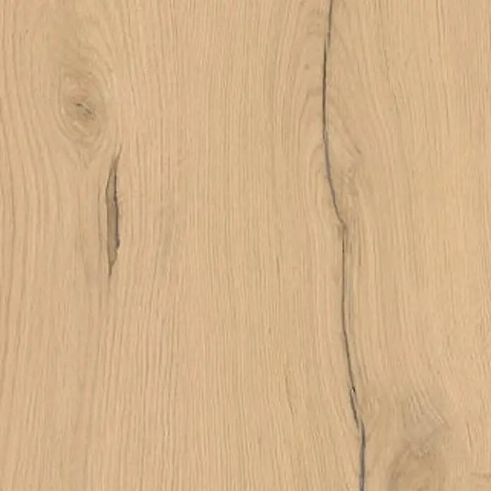 Feinsteinzeug in antiker honigfarbener matter Holzoptik 30x120 -  - Helle Eichenholzplatte mit sichtbarer Maserung und natürlichen Ästen für Inneneinrichtung.