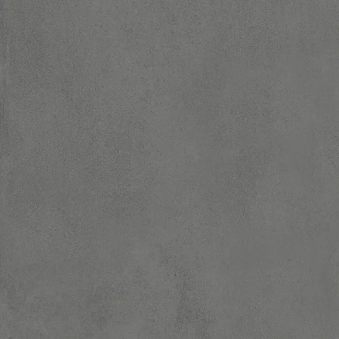 Feinsteinzeug in spachtelartiger schwarzer Harzoptik 60x60 - Ital. Fliesen -  - Dunkelgraue, texturierte, matte Betonoberfläche.