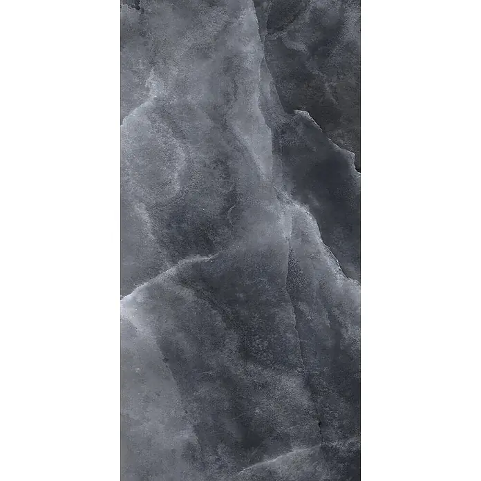 Feinsteinzeug in glänzender schwarzer Marmoroptik 30x60 - Ital. Fliesen -  - Dunkelgraue und schwarze Marmorsteintextur mit natürlicher weißer Maserung.