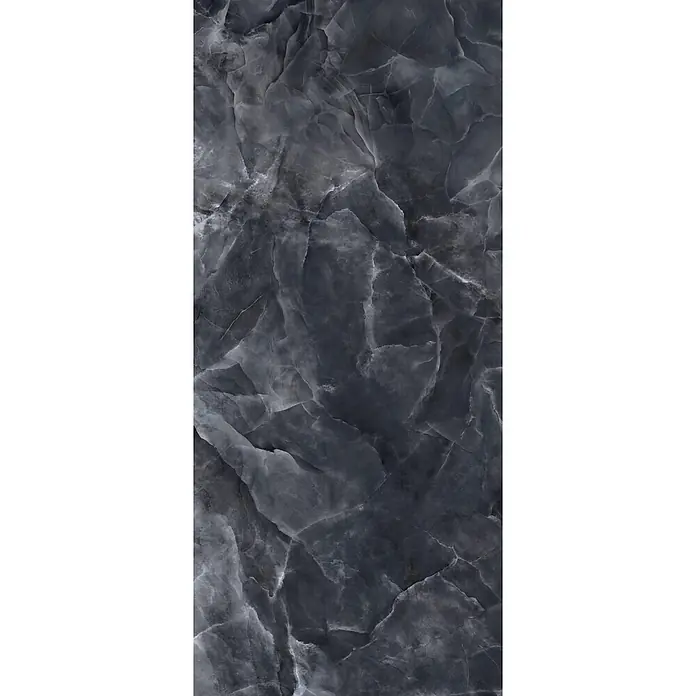 Feinsteinzeug in glänzender schwarzer Marmoroptik 30x60 - Ital. Fliesen -  - Dunkelgraue Marmorstruktur mit feinen weißen Adern, ideal für elegante Oberflächengestaltung.