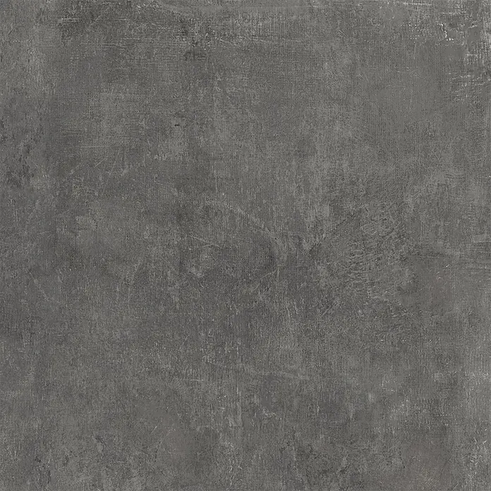 Feinsteinzeug in dunkelgrauer Harzoptik 60x60 - Italienische Fliesen -  - Matt dunkelgraue, strukturierte Oberfläche, die an abgenutzten Beton erinnert.