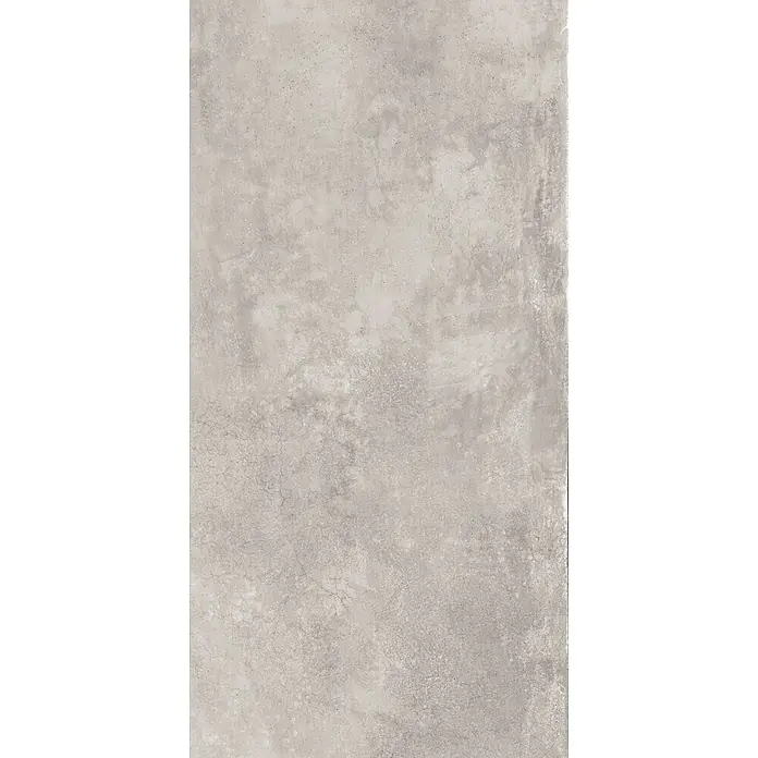 Feinsteinzeug in gewachster hellgrauer Betonoptik 60x120 - Ital. Fliesen -  - Helle graue Betontextur mit subtilen Variationen und feinen Rissen.