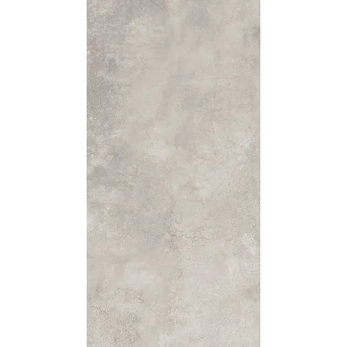 Feinsteinzeug in gewachster hellgrauer Betonoptik 60x120 - Ital. Fliesen -  - Hellgraue Betontextur mit subtilen Variationen und feinen Rissen.