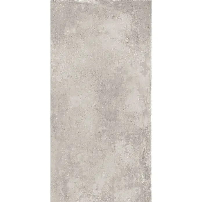 Feinsteinzeug in gewachster hellgrauer Betonoptik 60x120 - Ital. Fliesen -  - Hellgraue Betontextur mit feinen Sprenkeln und unregelmäßigen Variationen.