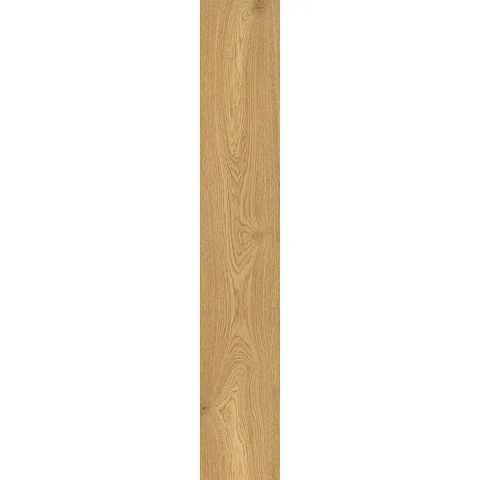 Feinsteinzeug in Caramello Holzoptik 20x120 - Italienische Fliesen -  - Hellbraune Holzdiele mit natürlicher Maserung und sichtbaren Ästen.