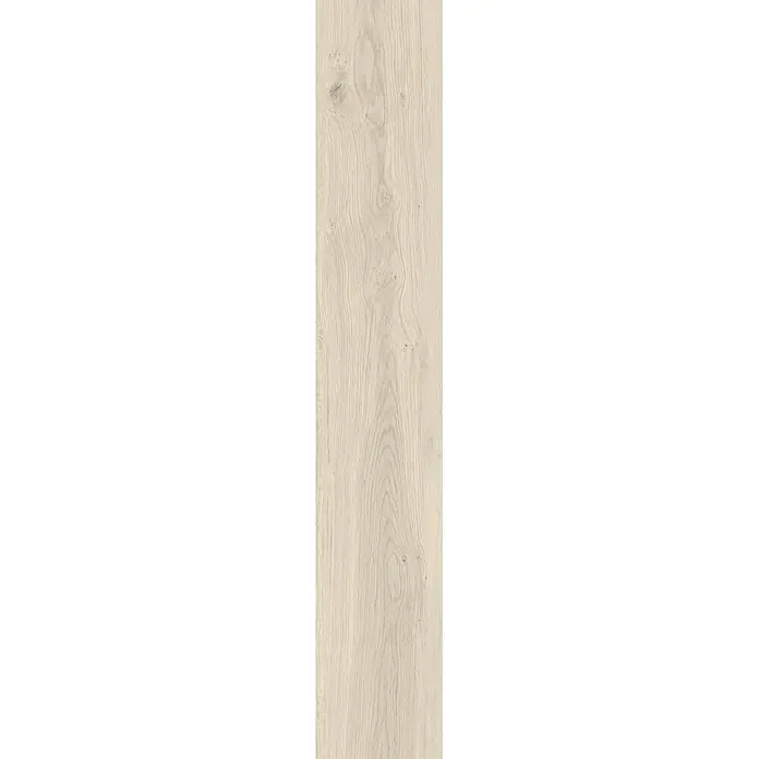 Feinsteinzeug in antiker matter weißer Holzoptik 20x120 - Ital. Fliesen -  - Helle Holzmaserung mit natürlicher Textur und feinen Ästen, geeignet für Böden oder Verkleidungen.