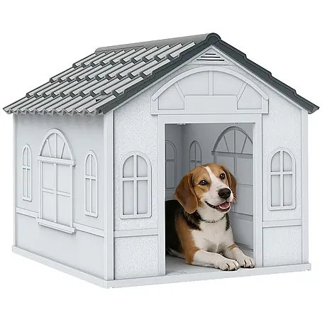 PawHut Hundehütte Grau 65L x 75,7B x 63H cm