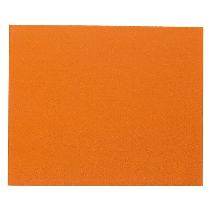 BAUHAUS Schleifpapier Super - Körnung: 320 - Nahaufnahme eines orangefarbenen Bastelbogens aus Moosgummi, ideal für kreative Projekte und Dekorationen.