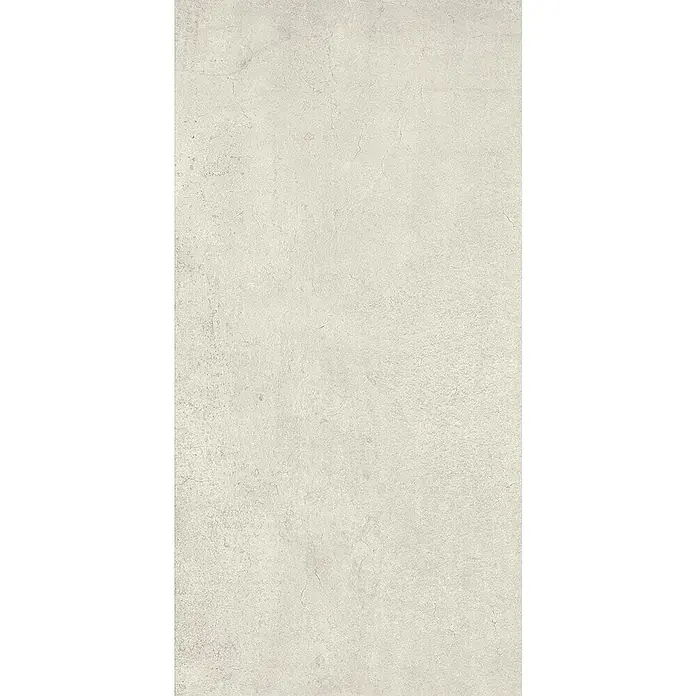 Feinsteinzeug in weißer Betonoptik 30x60 - Italienische Fliesen -  - Helle beige strukturierte Oberfläche mit feinen Rissen.
