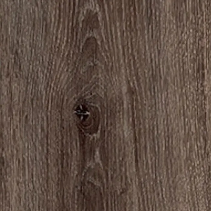 Feinsteinzeug in dunkelbrauner Holzoptik 20x120 - Italienische Fliesen -  - Dunkelbraune Holzoptik-Oberfläche mit sichtbarer Maserung und einem deutlichen Ast.