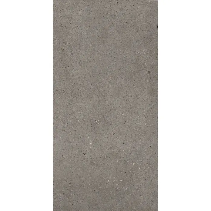 Feinsteinzeug in grauer aschmatter grauer Betonoptik 60x120 - Ital. Fliesen -  - Dunkelgraue, zementähnliche Oberfläche mit feinen Sprenkeln, eine gleichmäßige, raue Textur.