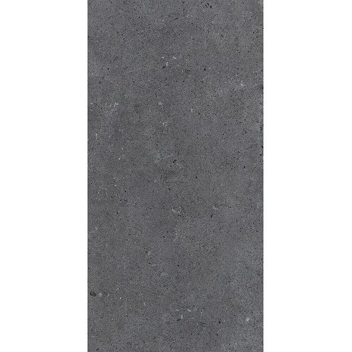 Feinsteinzeug in matter anthrazitfarbener Betonoptik 30x60 - Ital. Fliesen -  - Dunkelgraue gesprenkelte Steinstruktur.