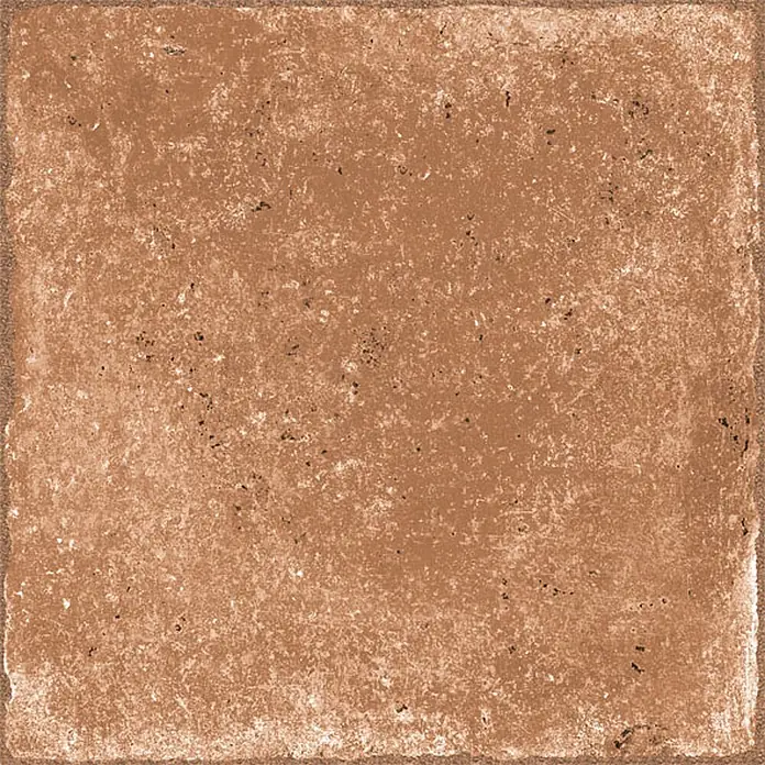 Feinsteinzeug in brauner natürlicher Terrakottaoptik 30x30 - Ital. Fliesen -  - Quadratische braune Fliese mit rustikaler, strukturierter Oberfläche und unregelmäßigen Kanten, die Naturstein ähnelt.