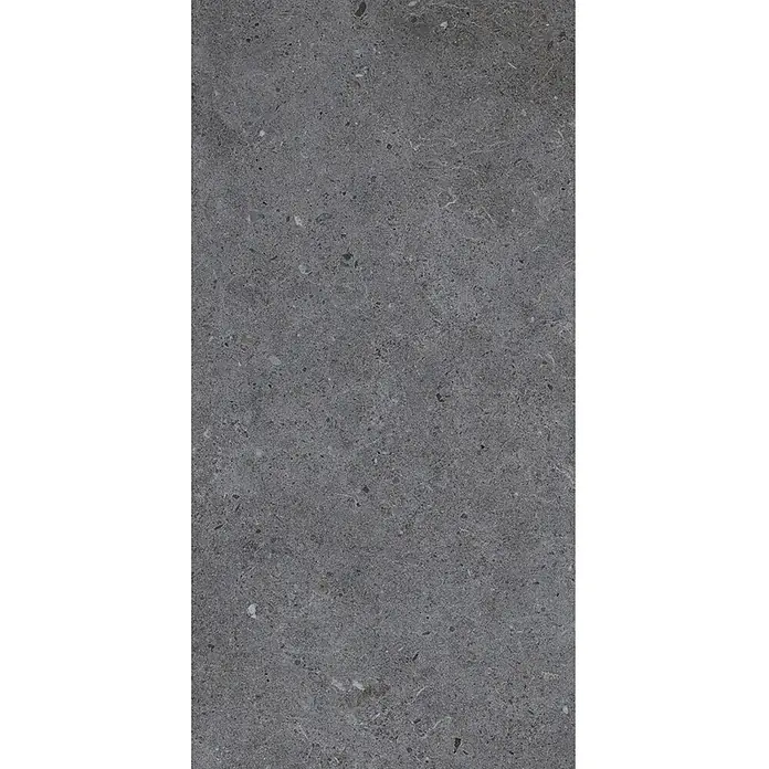 Feinsteinzeug in matter anthrazitfarbener Betonoptik 30x60 - Ital. Fliesen -  - Dunkelgraue gesprenkelte Fliese mit hellen und dunklen Einschlüssen.