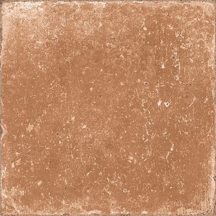 Feinsteinzeug in brauner natürlicher Terrakottaoptik 30x30 - Ital. Fliesen -  - Abgenutzte, rotbraune Fliese in Terrakotta-Optik mit rauen Kanten und strukturierter Oberfläche.