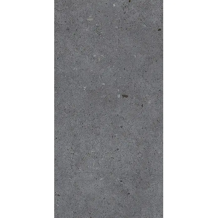 Feinsteinzeug in matter anthrazitfarbener Betonoptik 30x60 - Ital. Fliesen -  - Dunkelgraue, gesprenkelte Steinoptik-Oberfläche oder Fliese, ideal für moderne Boden- oder Wandverkleidung.