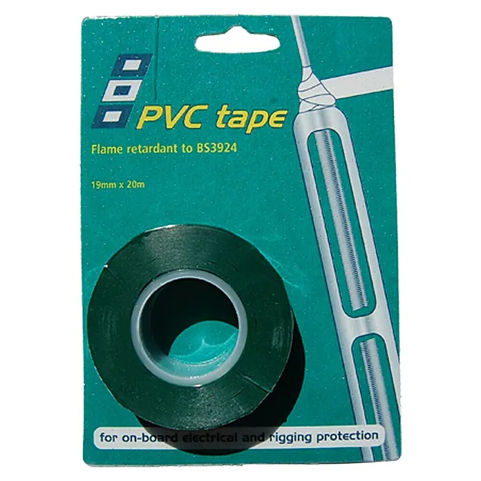 PSP Electrical & Rigging Tape - Grün, 20 m x 19 mm - Abbildung einer Rolle PVC-Klebeband, flammhemmend nach BS3924, mit den Maßen 19 mm x 20 m.