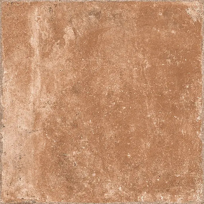 Feinsteinzeug in brauner natürlicher Terrakottaoptik 30x30 - Ital. Fliesen -  - Rustikale, rotbraune quadratische Terrakottafliese mit texturierter, verwitterter Oberfläche.