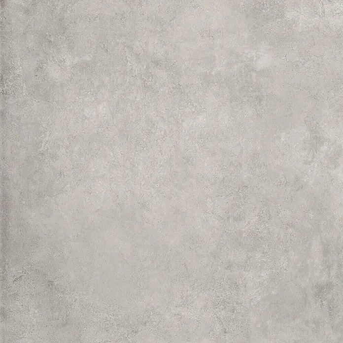 Feinsteinzeug in gewachster hellgrauer Betonoptik 80x80 - Ital. Fliesen -  - Gesprenkelte, hellgraue Beton- oder Zementstruktur mit subtilen Variationen.