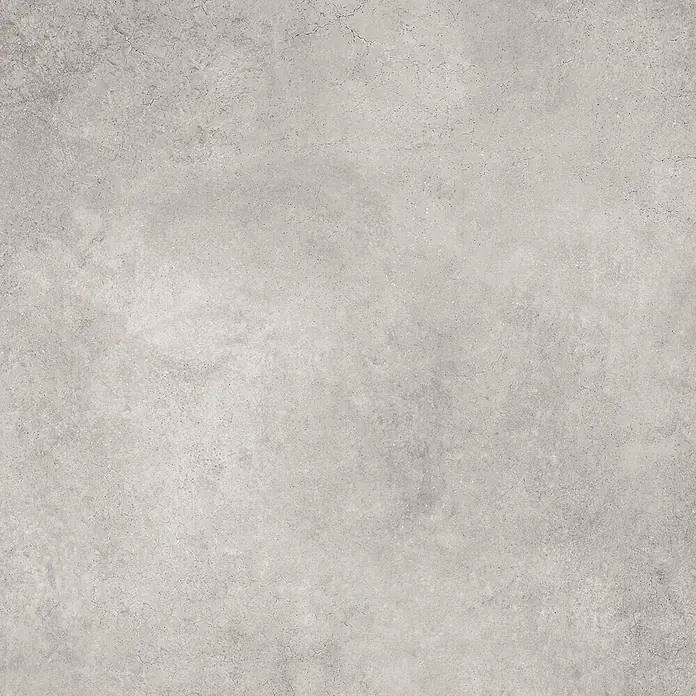 Feinsteinzeug in gewachster hellgrauer Betonoptik 80x80 - Ital. Fliesen -  - Hellgraue Betonoptik-Textur mit feinen Unregelmäßigkeiten und Rissen.