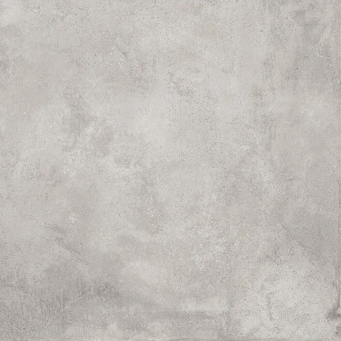 Feinsteinzeug in gewachster hellgrauer Betonoptik 80x80 - Ital. Fliesen -  - Hellgraue Betontextur mit feinen Rissen.