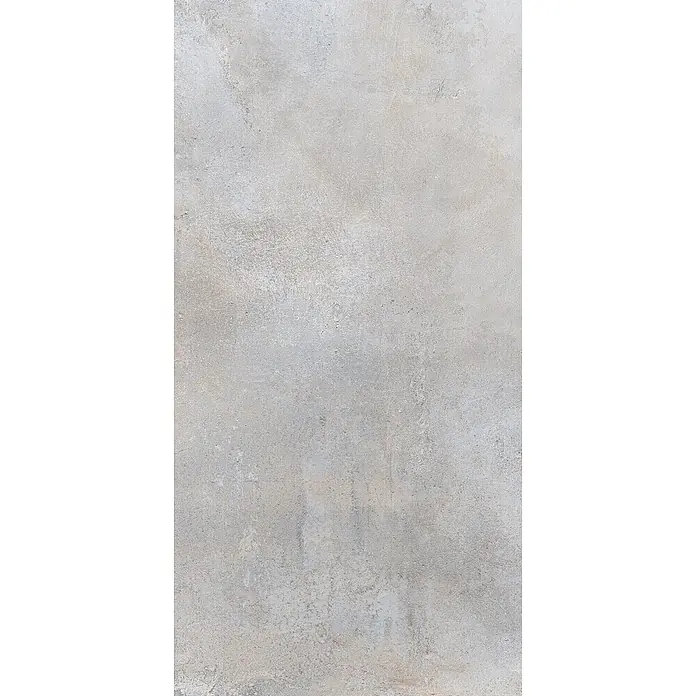 Feinsteinzeug in metallischer hellgrauer Betonoptik 60x120 - Ital. Fliesen -  - Graue Betonoptik-Textur mit natürlichen Hell-Dunkel-Nuancen, mit verwittertem Effekt.