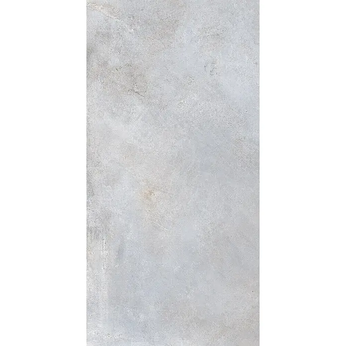 Feinsteinzeug in metallischer hellgrauer Betonoptik 60x120 - Ital. Fliesen -  - Helle graue Betontextur mit subtilen Variationen.
