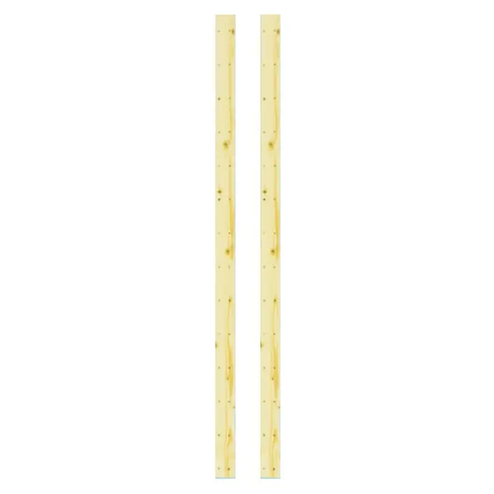 Regalux Regalsystem Heavy Seitenteil - Höhe: 174 cm, Holz - Zwei helle Holzlatten mit sichtbaren Astlöchern, ideal für Bauprojekte und rustikale Inneneinrichtung.
