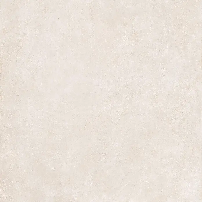 Feinsteinzeug in elfenbeinfarbener Betonoptik 120x120 - Ital. Fliesen -  - Helle beige Texturfliese mit matter, leicht steinähnlicher Oberfläche.