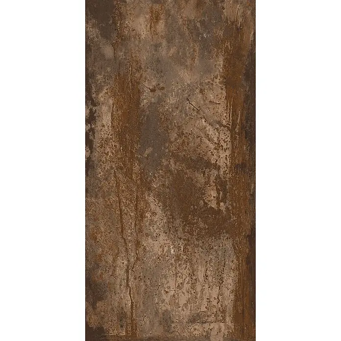 Feinsteinzeug in Corten-oxidierter Metalloptik 60x120 - Ital. Fliesen -  - Rustikale braun-graue Fliese mit verwittertem, oxidiertem Metall-Effekt.