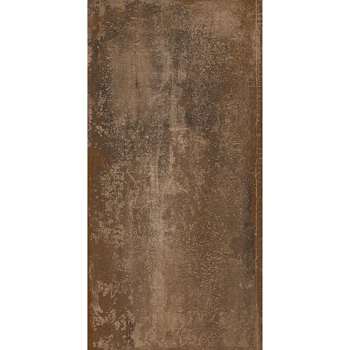 Feinsteinzeug in Corten-oxidierter Metalloptik 60x120 - Ital. Fliesen -  - Rustikale dunkelbraun-orange distressed Keramikfliese mit texturierter Oberfläche.