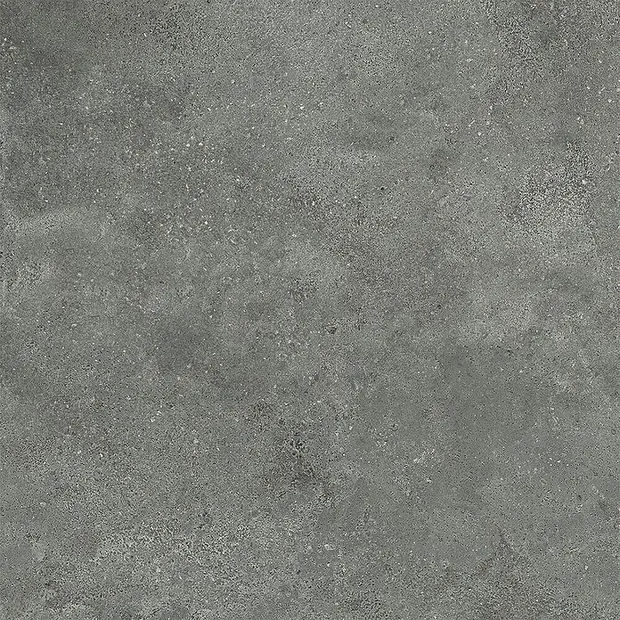 Feinsteinzeug in strukturierter grauer Betonoptik 80x80 - Ital. Fliesen -  - Dunkelgraue, texturierte Beton-/Steinoberfläche mit hellen Sprenkeln.