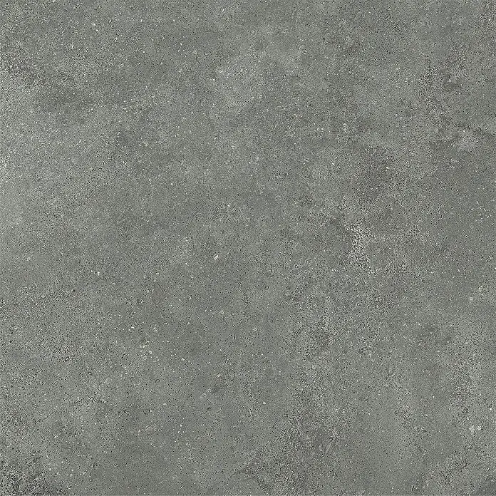 Feinsteinzeug in strukturierter grauer Betonoptik 80x80 - Ital. Fliesen -  - Dunkelgraue, gesprenkelte Fliese in Betonoptik mit körniger Textur.