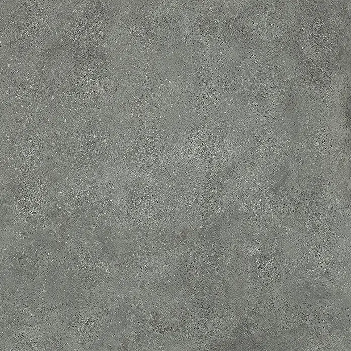 Feinsteinzeug in strukturierter grauer Betonoptik 80x80 - Ital. Fliesen -  - Dunkelgraue gesprenkelte Fliese mit Betonoptik, geeignet für Böden oder Wände.