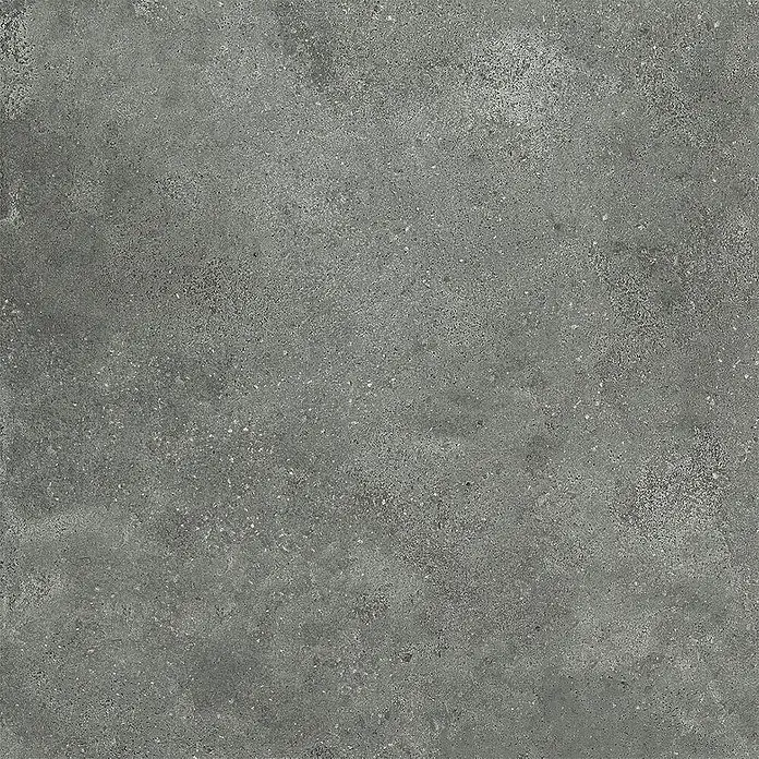 Feinsteinzeug in strukturierter grauer Betonoptik 80x80 - Ital. Fliesen -  - Strukturierte dunkelgraue Betonfliese mit sichtbaren hellen Zuschlägen, geeignet für moderne Böden.