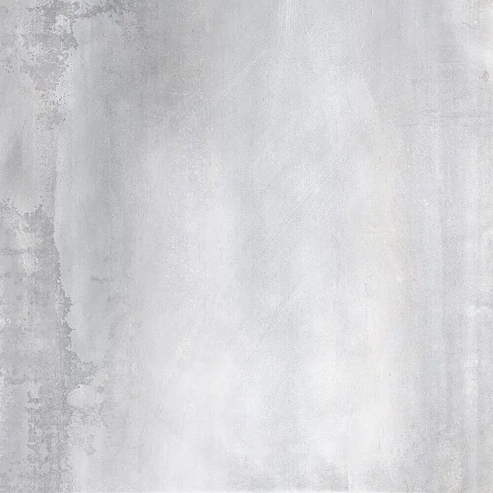 Feinsteinzeug in oxidierter grauer Metalloptik 60x60 - Italienische Fliesen -  - Hellgraue Betontextur mit feinen Abnutzungsspuren und natürlichen Variationen.