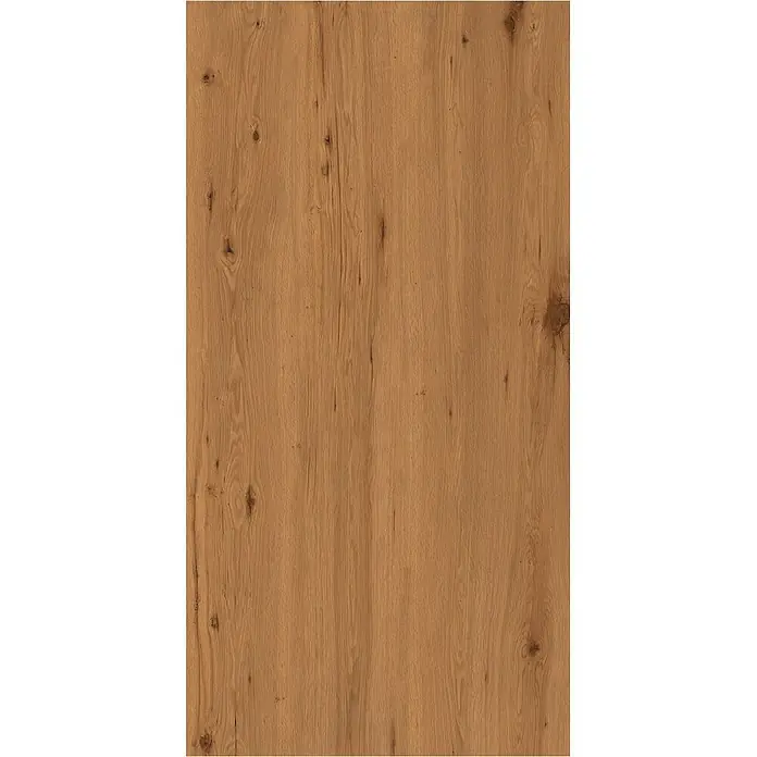 Feinsteinzeug in Holzoptik 60x120, 20 mm, rutschhemmend - Ital. Fliesen -  - Naturbraune Holzoberfläche mit sichtbarer Maserung und Ästen, vertikale Musterung.