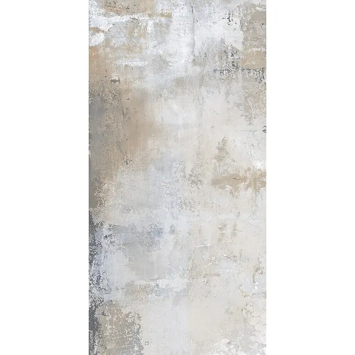Feinsteinzeug in industrieller grauer Betonoptik 60x120 - Ital. Fliesen -  - Abgenutzte graue und beige Textur mit einem verwitterten Industrie-Beton-oder Putz-Look.