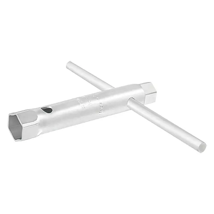 Matador Zündkerzenschlüssel - Mit Stift, 16 mm - 20,8 mm - Das Bild zeigt einen silberfarbenen Kreuzschlüssel. Ideal für Schrauben, mit einer T-Form für optimale Hebelwirkung.