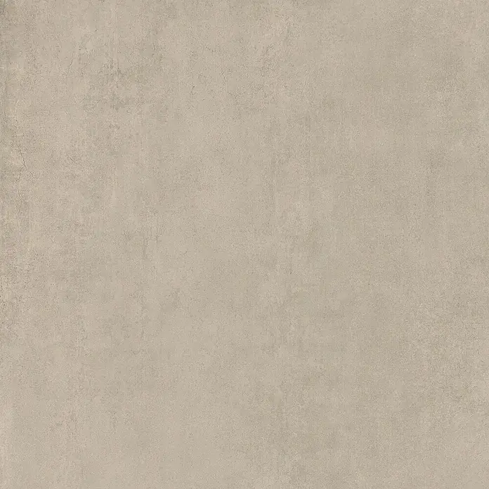 Feinsteinzeug in zeitgenössischer taupefarbener Betonoptik 60x60 -  - Helle beige-graue Betontextur mit feinen Variationen und Rissen, geeignet für Böden oder Wände.