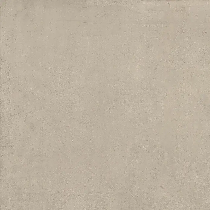 Feinsteinzeug in zeitgenössischer taupefarbener Betonoptik 60x60 -  - Hellgraue Zementtextur mit subtilen Variationen, geeignet für modernes Design.
