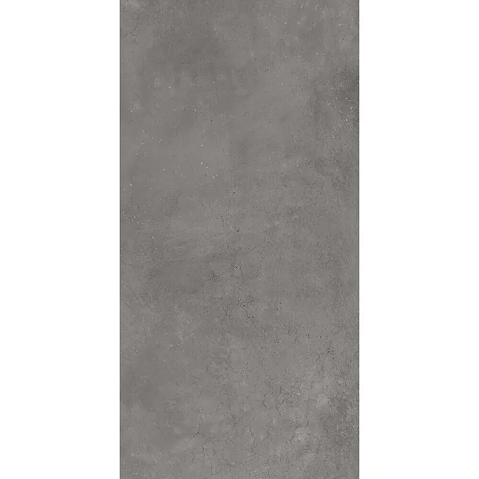 Feinsteinzeug in gewachster anthrazitfarbener Betonoptik 30x60 -  - Graue, texturierte Betonoberfläche mit subtilen Variationen und feinen Rissen.