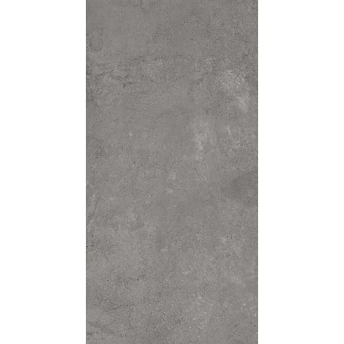 Feinsteinzeug in gewachster anthrazitfarbener Betonoptik 30x60 -  - Graue Betontextur mit feinen Rissen, die eine gealterte oder verwitterte Oberfläche andeutet.