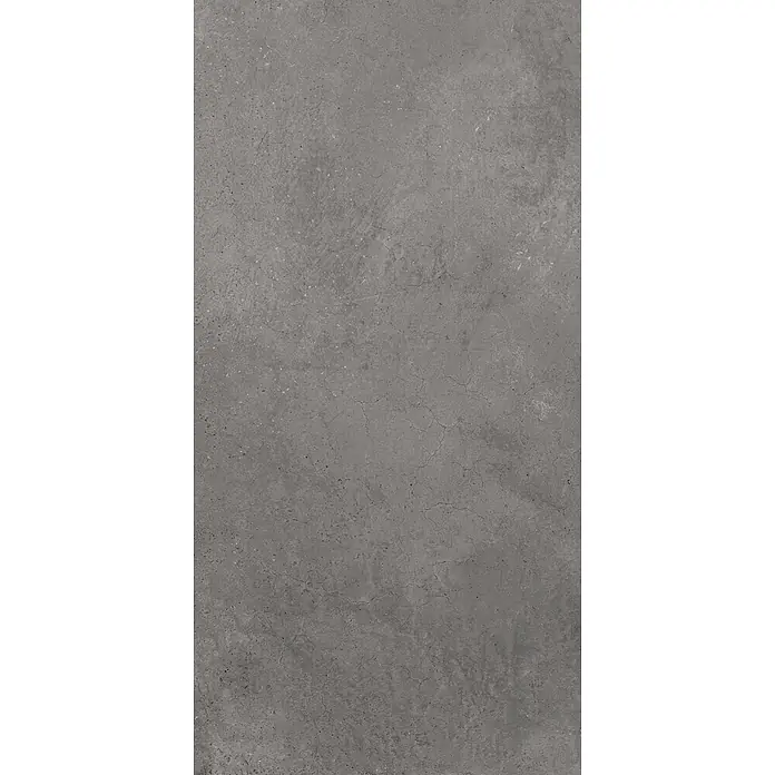 Feinsteinzeug in gewachster anthrazitfarbener Betonoptik 30x60 -  - Dunkelgraue Betonoptik-Oberfläche mit feinen Rissen und Sprenkeln.
