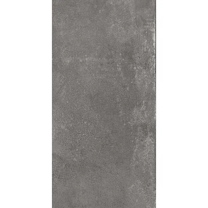 Feinsteinzeug in gewachster anthrazitfarbener Betonoptik 30x60 -  - Graue Betontextur mit Used-Look und feinen Rissen.