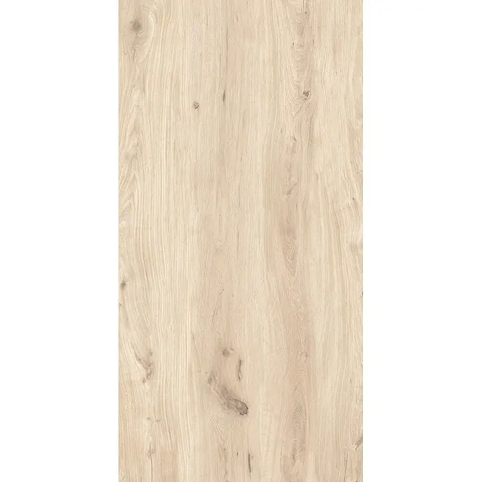 Feinsteinzeug in weißer Holzoptik 60x120, 20 mm, rutschhemmend -  - Helle Holzmaserung mit natürlichen Ästen und vertikalen Linien.