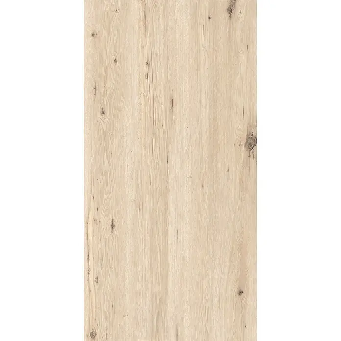 Feinsteinzeug in weißer Holzoptik 60x120, 20 mm, rutschhemmend -  - Helle Eichenholzoberfläche mit natürlicher Maserung und sichtbaren Ästen.